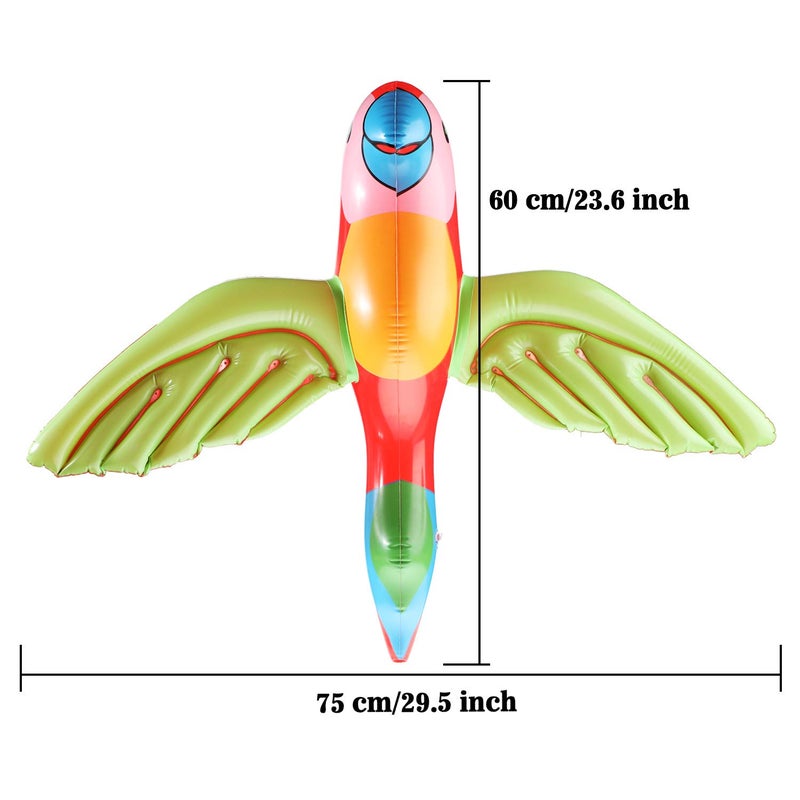 meekoo 4 Pieces Inflatable Flying Parrot Inflatable Parrot Decorations for Summer Tropical Hawaiian Party Gift Beach Luau Decoration Pool Prop,29.5 x 23.6 Inches - Image 2